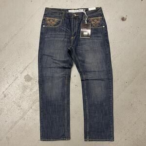 Vintage Royal Blue Baggy Y2k Denim Rock Jeans Mens Navy Blue Size 36x32